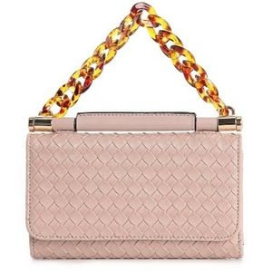 Violet Ray Enamel Basketweave Crossbody Wallet